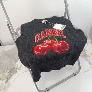 Ganni Charcoal Cherry Graphic Vest